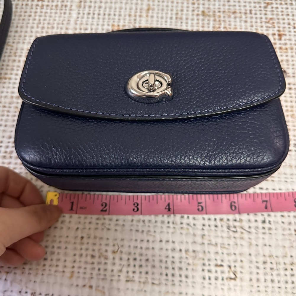 Coach Refined Pebble Leather Cassie Crossbody 17 in Navy with Silver hw - Picture 11 of 13